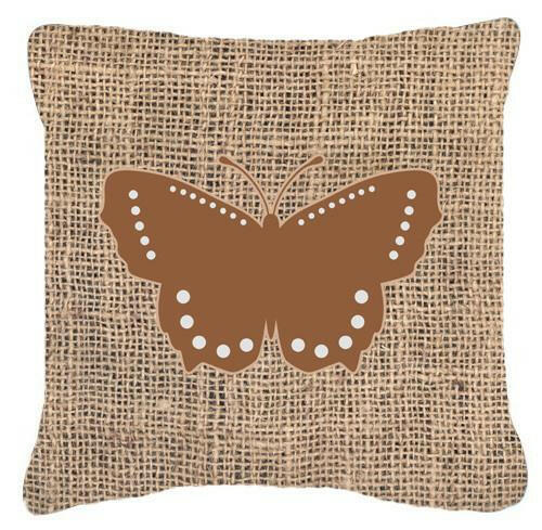Butterfly Burlap and Brown   Canvas Fabric Decorative Pillow BB1033 - the-store.com