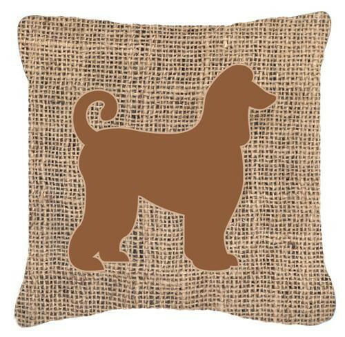 Afghan Hound Burlap and Brown   Canvas Fabric Decorative Pillow BB1066 - the-store.com