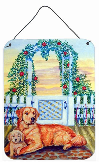Golden Retriever with puppy at the gate Metal Wall or Door Hanging Prints by Caroline&#39;s Treasures