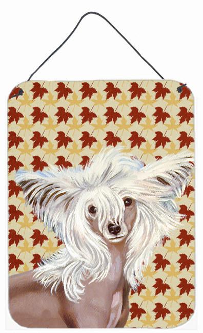 Chinese Crested Fall Leaves Portrait Wall or Door Hanging Prints by Caroline&#39;s Treasures