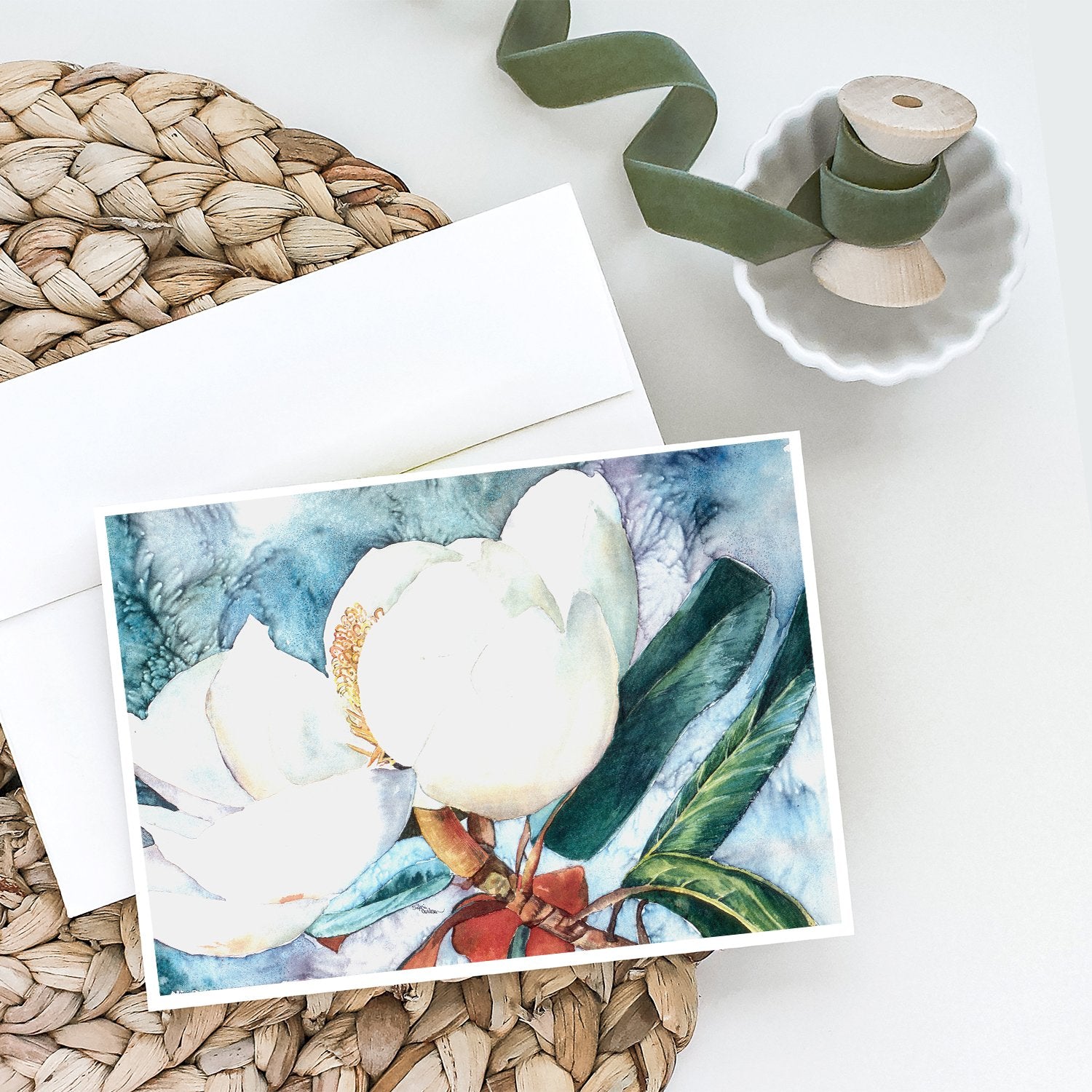 Flower - Magnolia Greeting Cards and Envelopes Pack of 8 - the-store.com