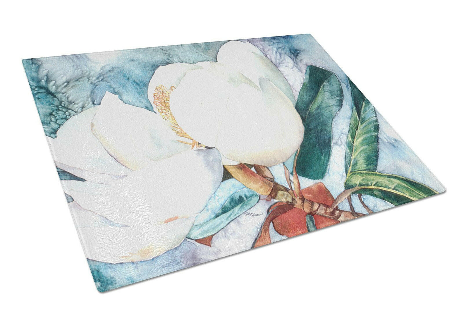 Flower - Magnolia Glass Cutting Board Large by Caroline's Treasures