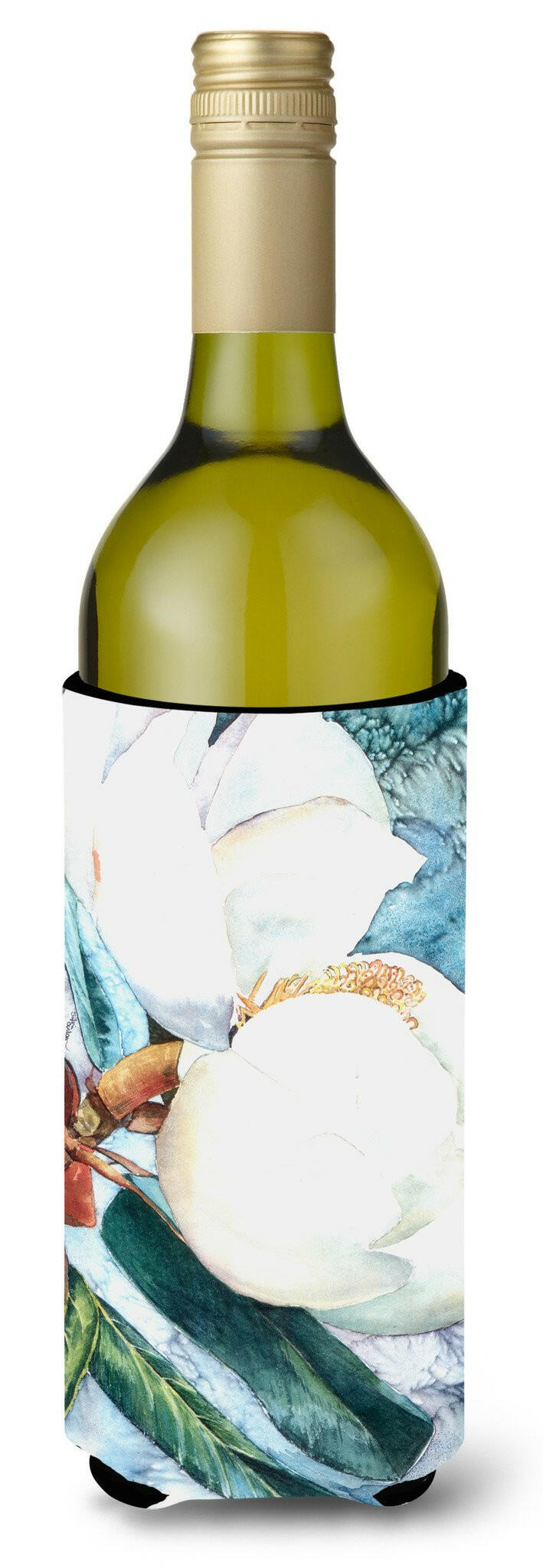 Flower - Magnolia Wine Bottle Beverage Insulator Beverage Insulator Hugger by Caroline&#39;s Treasures
