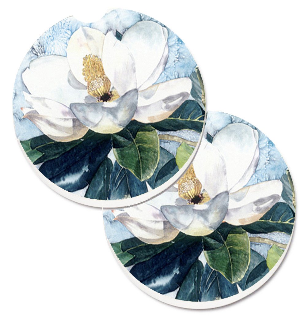 Flower - Magnolia Set of 2 Cup Holder Car Coasters 8003CARC by Caroline&#39;s Treasures