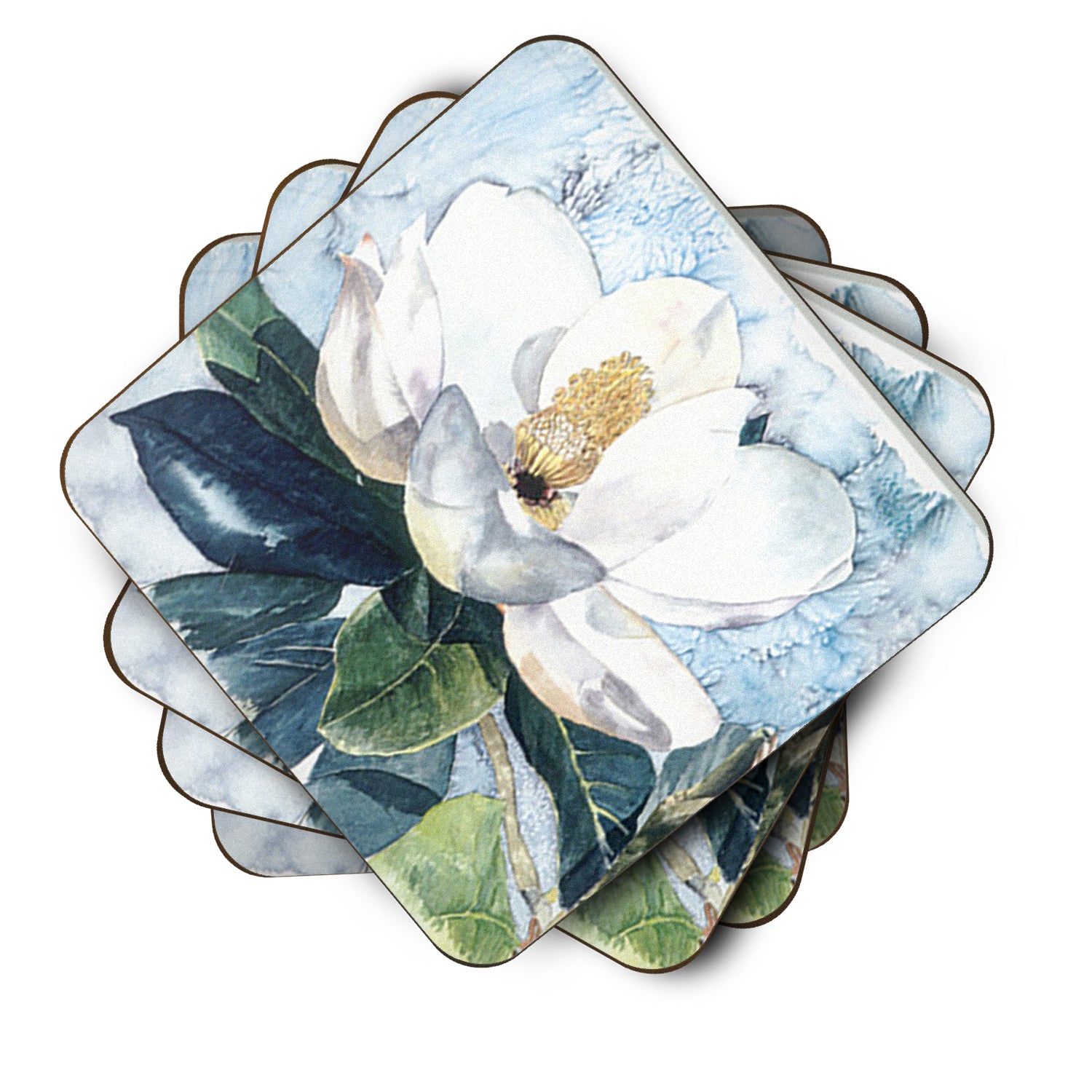 Set of 4 Flower - Magnolia Foam Coasters - the-store.com