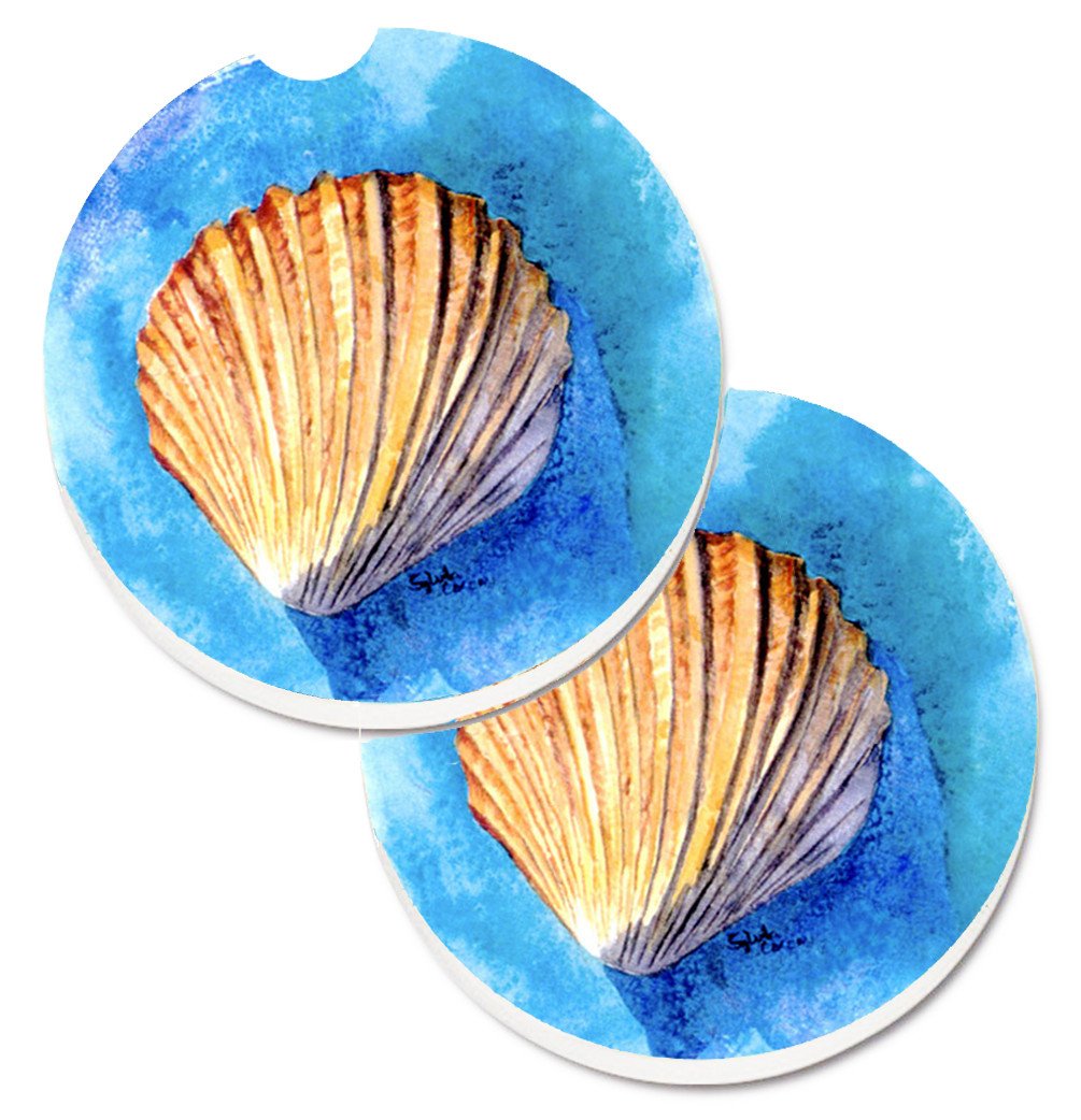 Shells Set of 2 Cup Holder Car Coasters 8009CARC by Caroline&#39;s Treasures