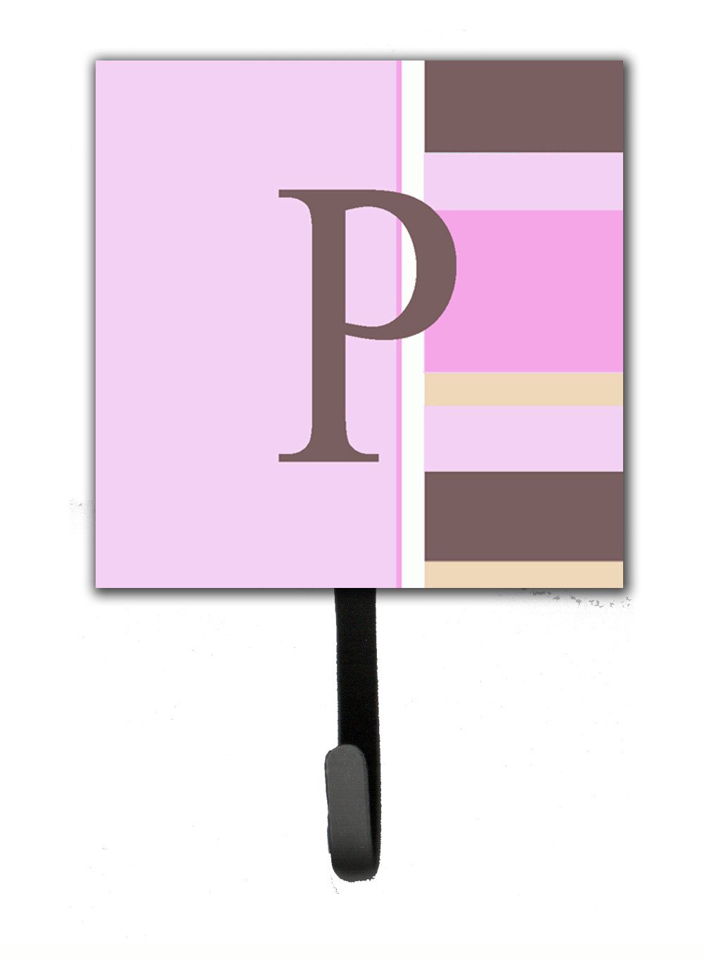 Letter P Initial Monogram - Pink Stripes Leash Holder or Key Hook by Caroline&#39;s Treasures