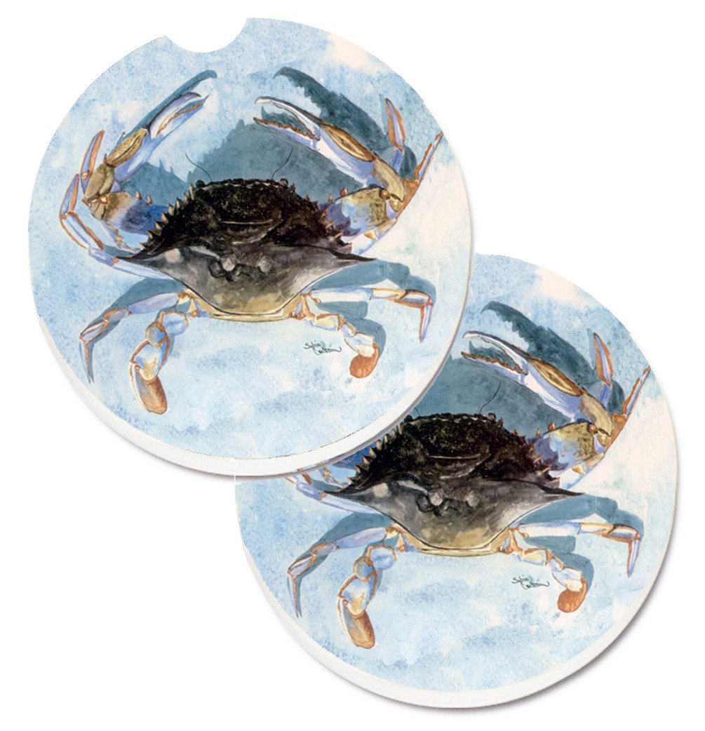 Blue Crab Set of 2 Cup Holder Car Coasters 8011CARC by Caroline's Treasures