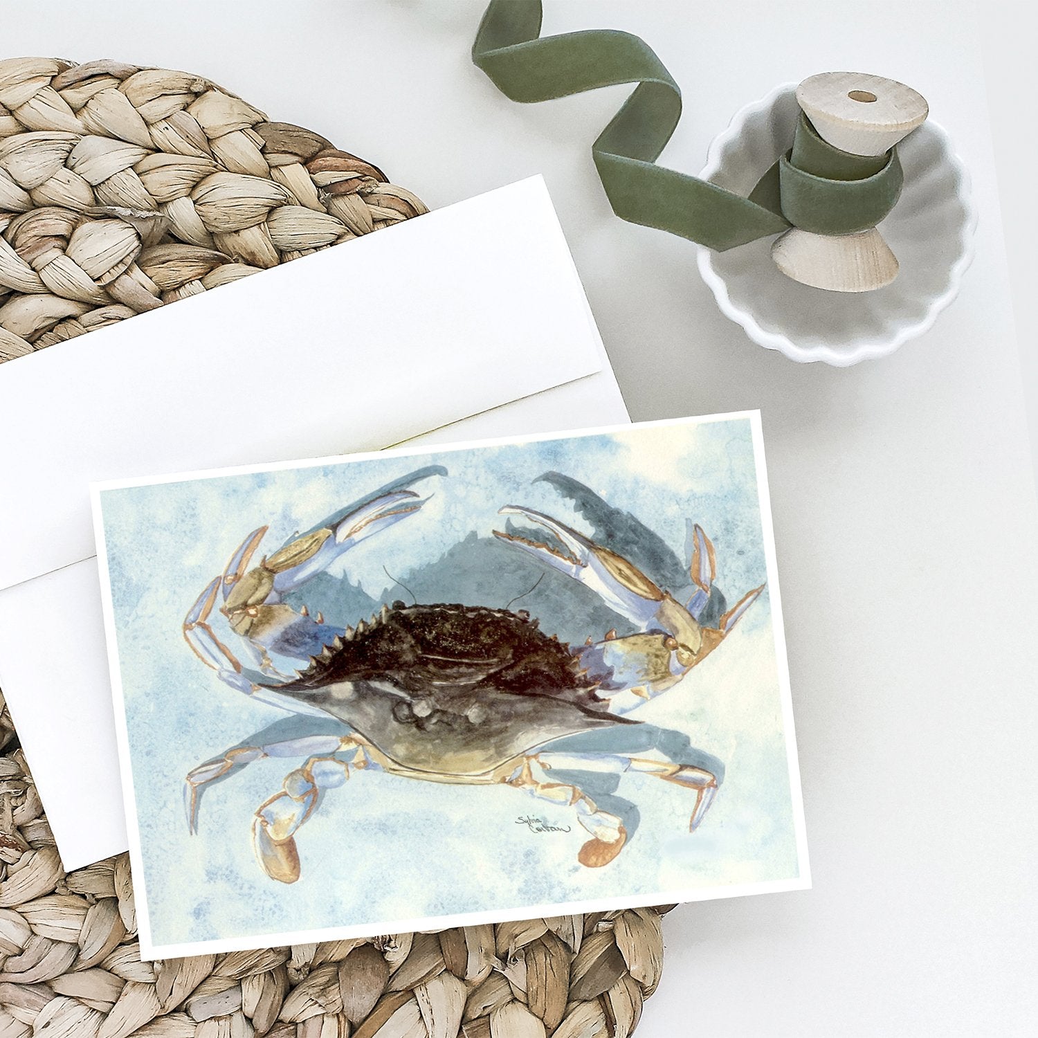 Blue Crab Greeting Cards and Envelopes Pack of 8 - the-store.com