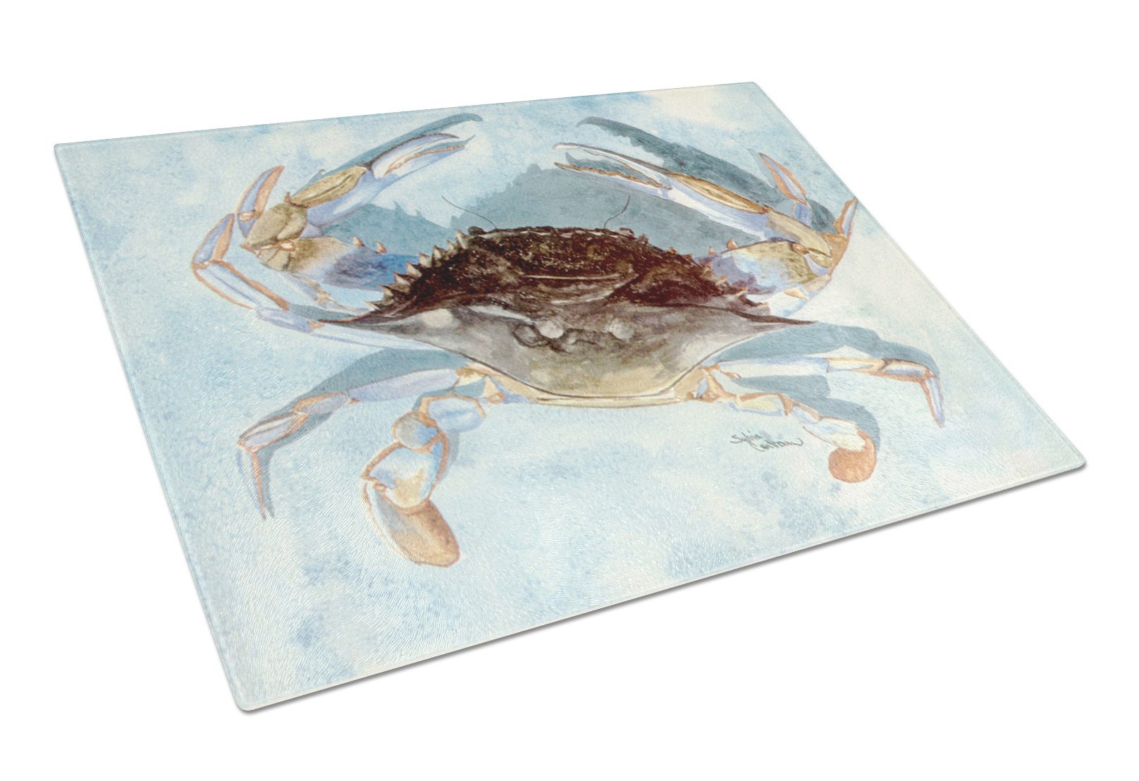 Blue Crab Glass Cutting Board Large by Caroline's Treasures