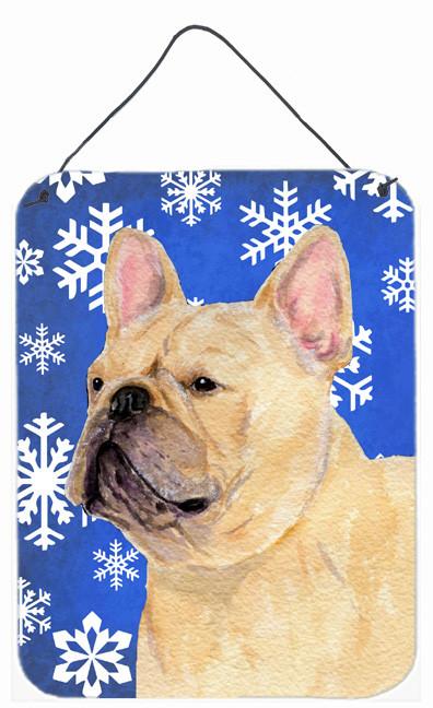 French Bulldog Winter Snowflakes Holiday Wall or Door Hanging Prints by Caroline's Treasures