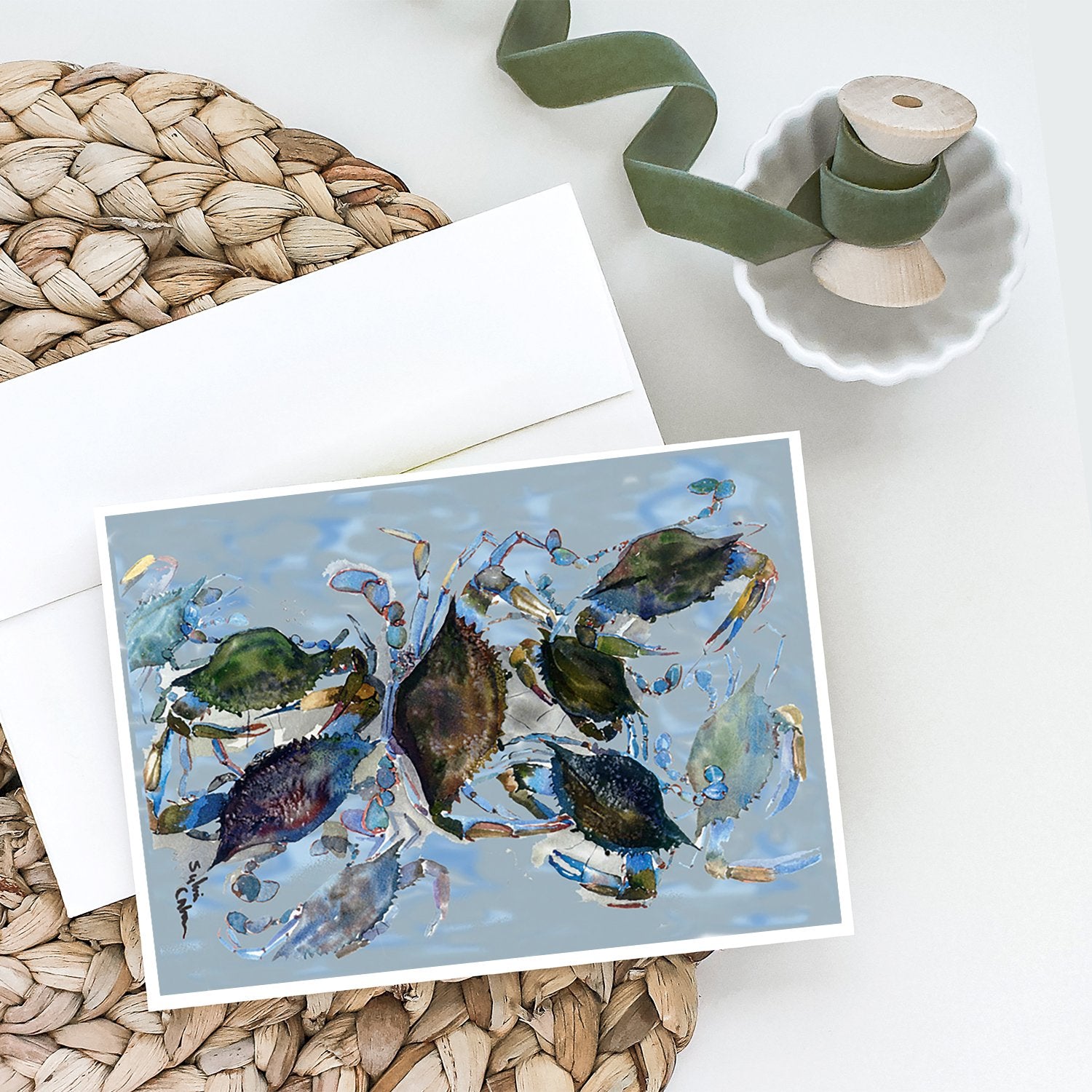Blue Crab Jubilee Greeting Cards and Envelopes Pack of 8 - the-store.com