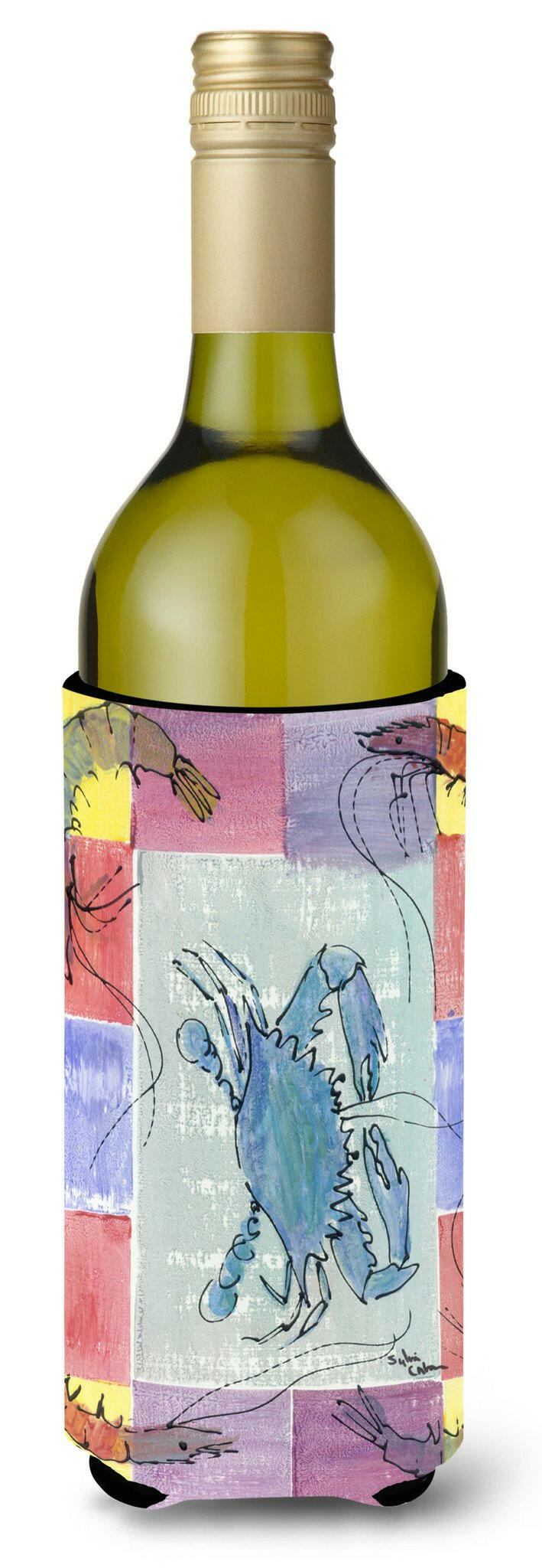 Crab and Shrimp Wine Bottle Beverage Insulator Beverage Insulator Hugger by Caroline&#39;s Treasures