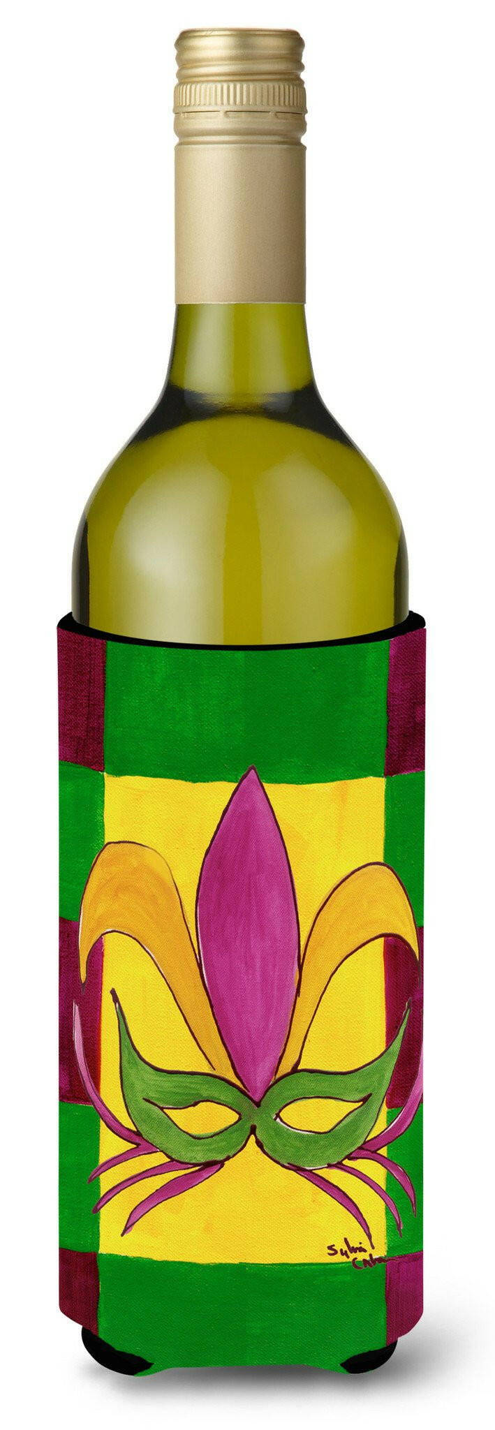 Mardi Gras Mask Wine Bottle Beverage Insulator Beverage Insulator Hugger by Caroline&#39;s Treasures