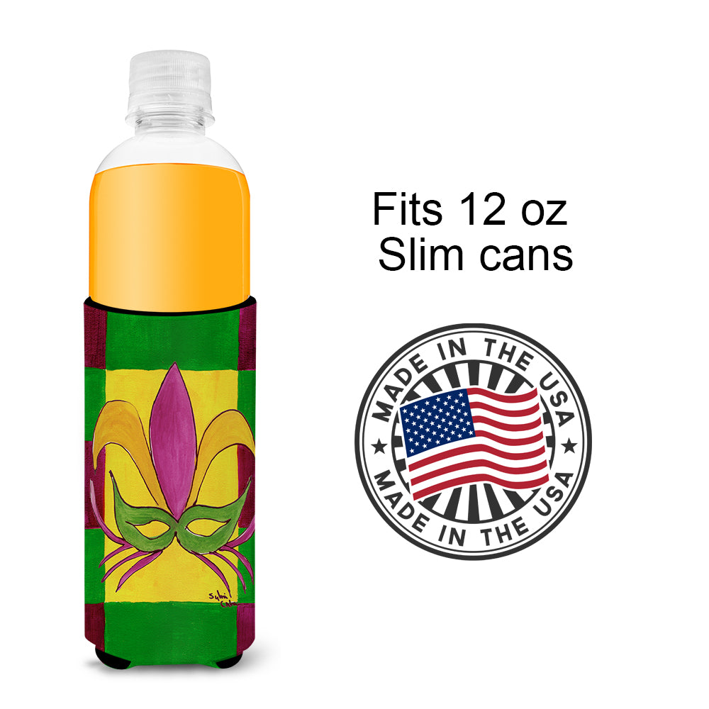 Mardi Gras Mask Ultra Beverage Insulators for slim cans 8035MUK.