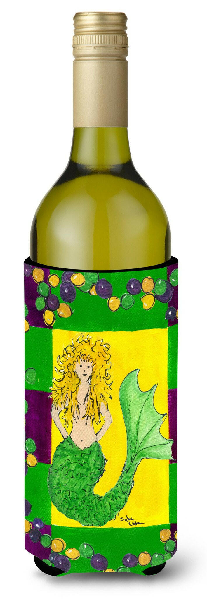 Mardi Gras Mermaid Wine Bottle Beverage Insulator Beverage Insulator Hugger by Caroline&#39;s Treasures