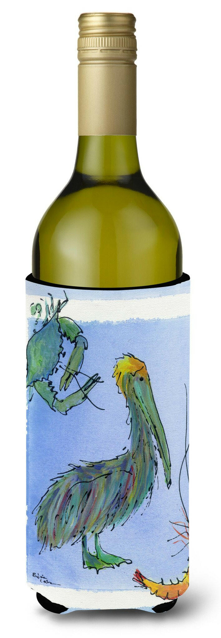 Pelican Shrimp and Crab Wine Bottle Beverage Insulator Beverage Insulator Hugger by Caroline&#39;s Treasures