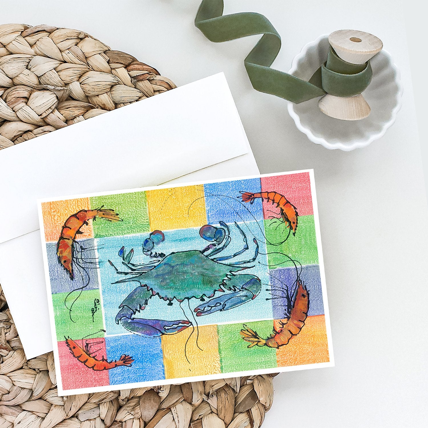 Crab and Shrimp Greeting Cards and Envelopes Pack of 8 - the-store.com