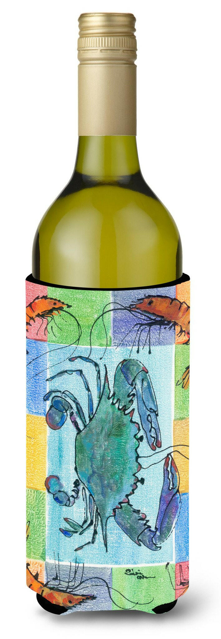 Crab and Shrimp Wine Bottle Beverage Insulator Beverage Insulator Hugger 8040LITERK by Caroline&#39;s Treasures