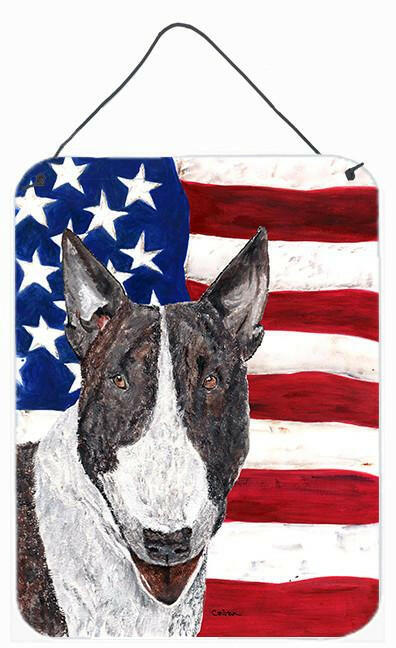 Caroline's Treasures Bull Terrier USA American Flag Aluminium Metal Wall or Door Hanging Prints