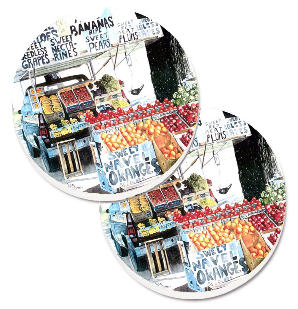 Fruit Stand Set of 2 Cup Holder Car Coasters 8054CARC by Caroline&#39;s Treasures