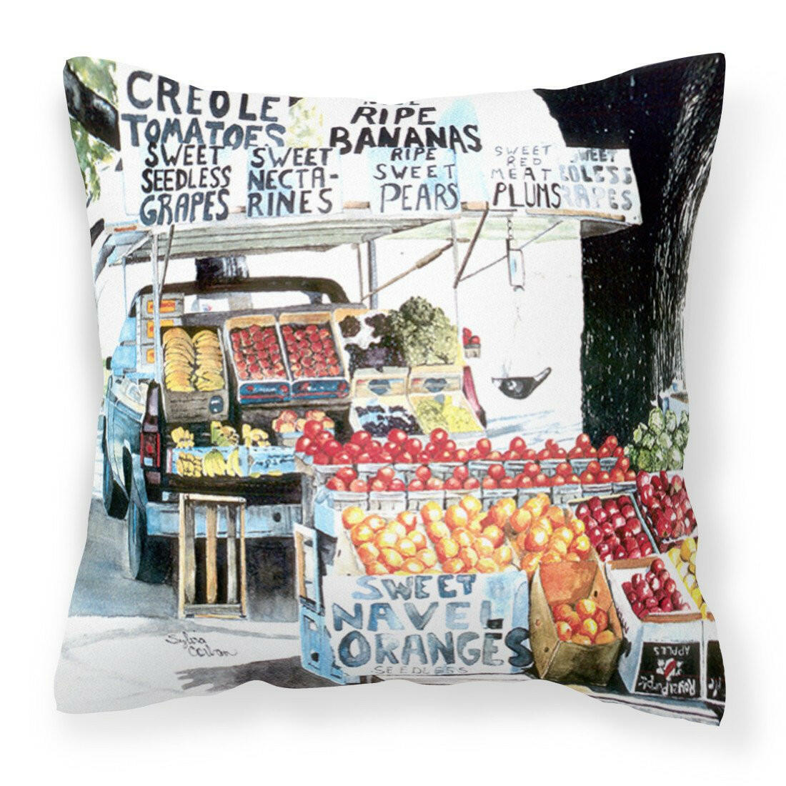 Fruit Stand Fabric Decorative Pillow 8054PW1414 - the-store.com