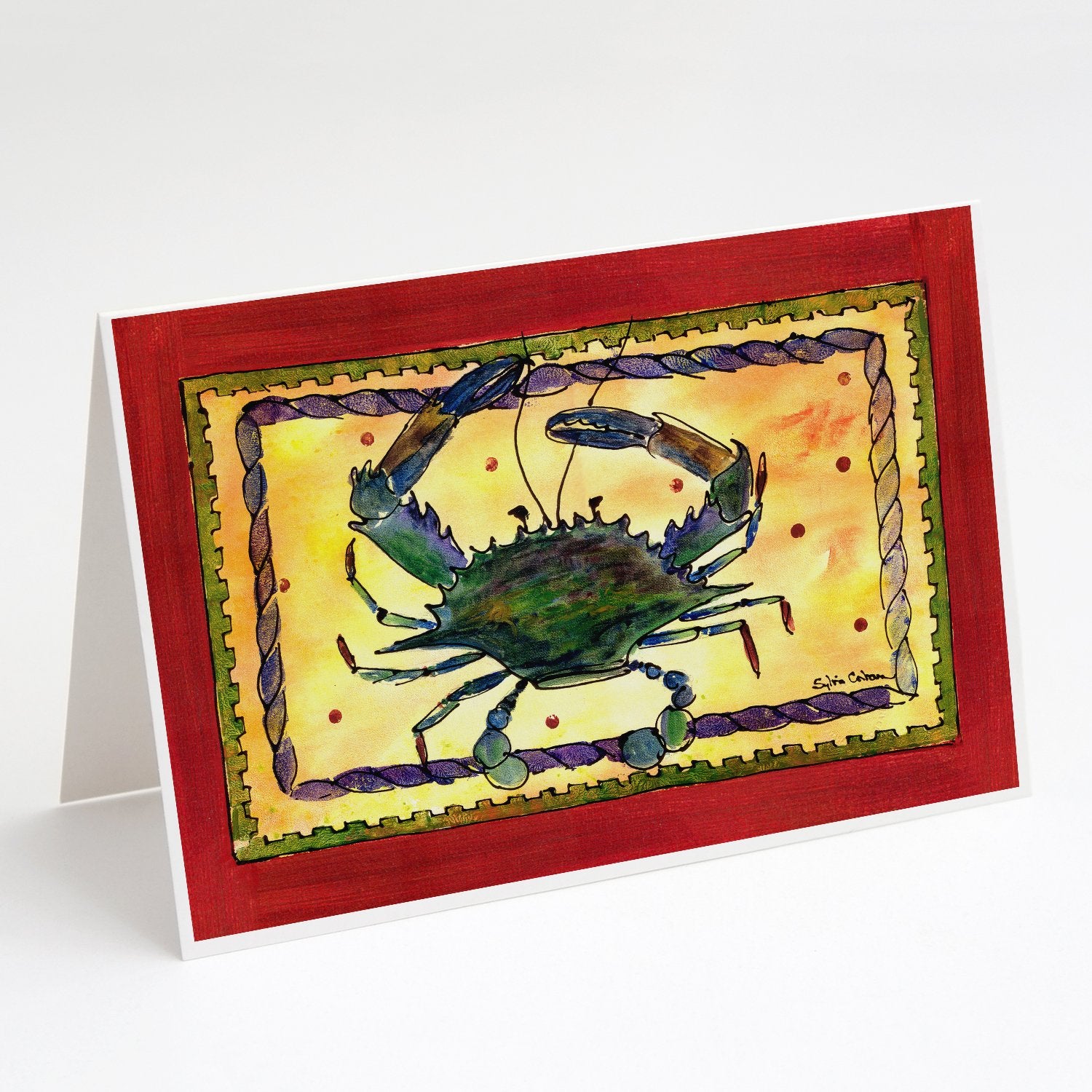 Buy this Blue Crab rope border Greeting Cards and Envelopes Pack of 8
