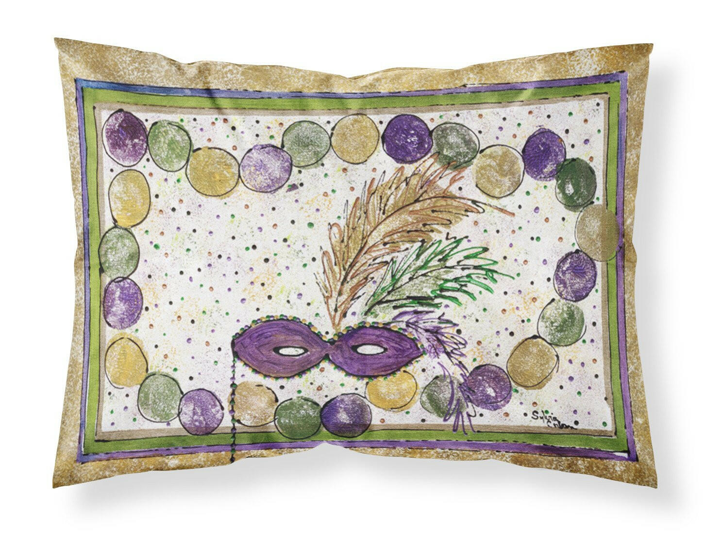 Mardi Gras Beads  Moisture wicking Fabric standard pillowcase by Caroline's Treasures