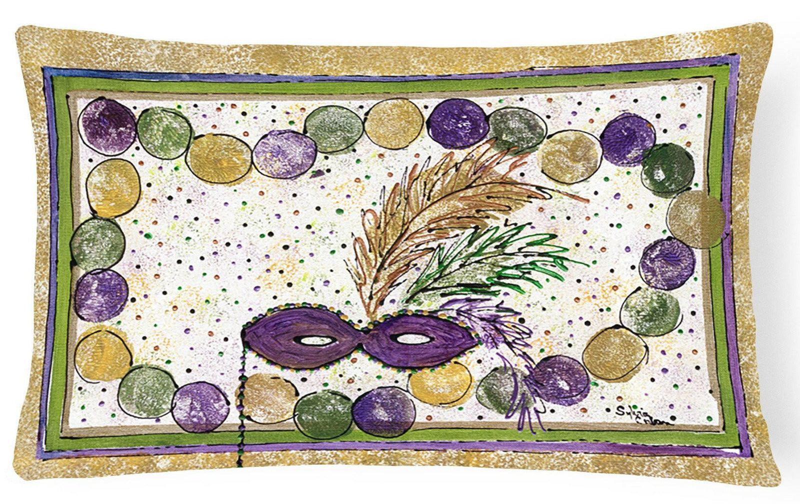 Mardi Gras Beads    Canvas Fabric Decorative Pillow by Caroline's Treasures