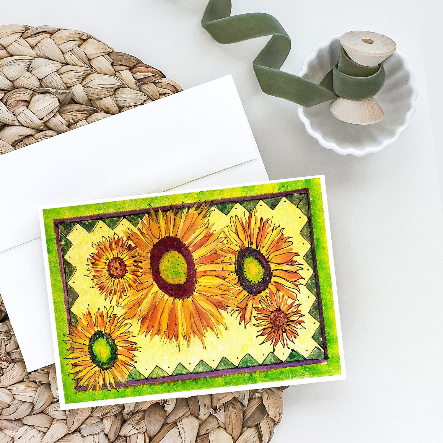 Flower - Sunflower Greeting Cards and Envelopes Pack of 8 - the-store.com