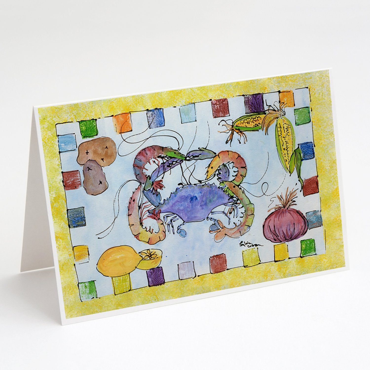 Buy this Crab Yellow Greeting Cards and Envelopes Pack of 8