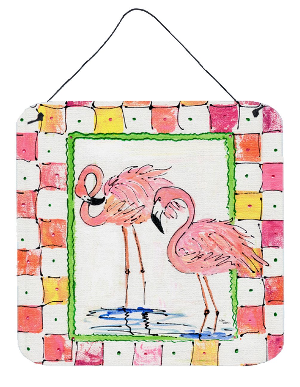 Bird - Flamingo Aluminium Metal Wall or Door Hanging Prints by Caroline&#39;s Treasures