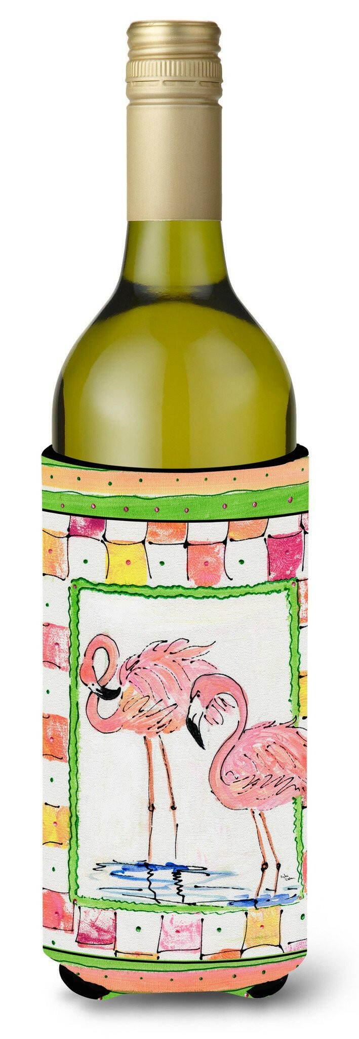 Pair of Pink Flamingos Wine Bottle Beverage Insulator Beverage Insulator Hugger by Caroline&#39;s Treasures