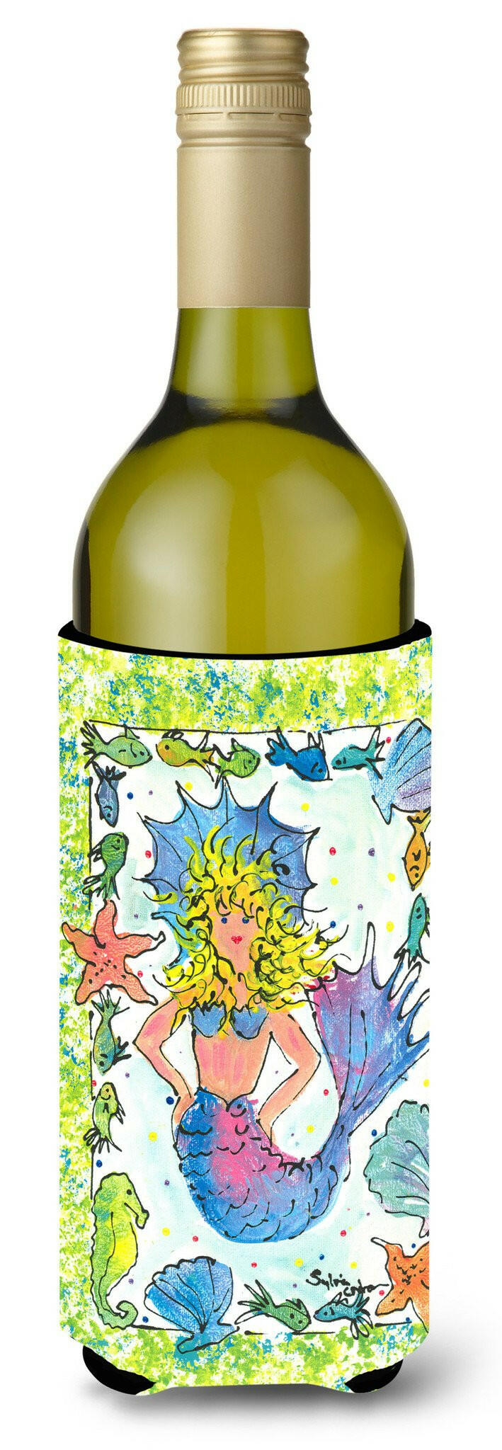 Blonde Funky Mermaid Wine Bottle Beverage Insulator Beverage Insulator Hugger by Caroline&#39;s Treasures
