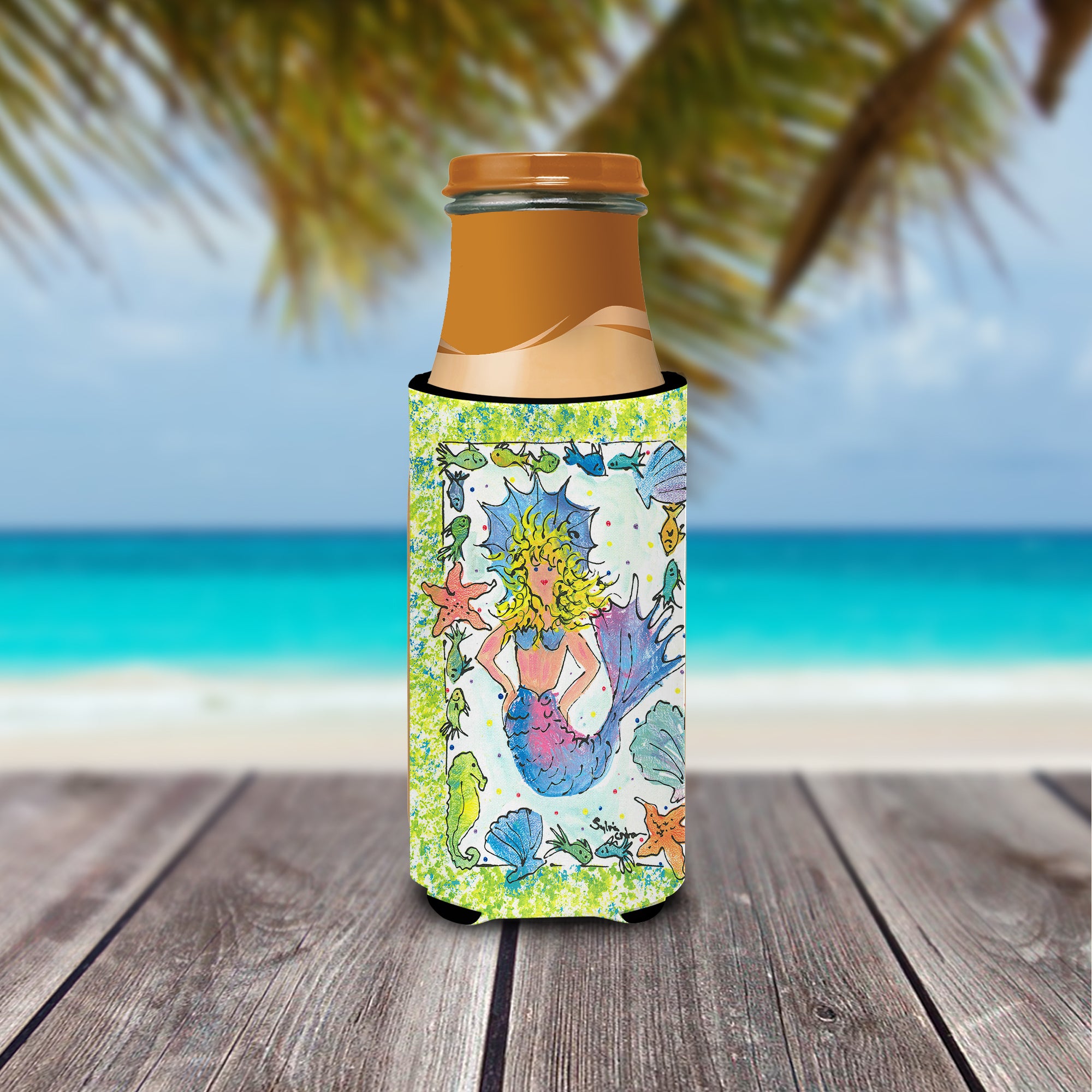 Blonde Funky Mermaid Ultra Beverage Insulators for slim cans 8080MUK