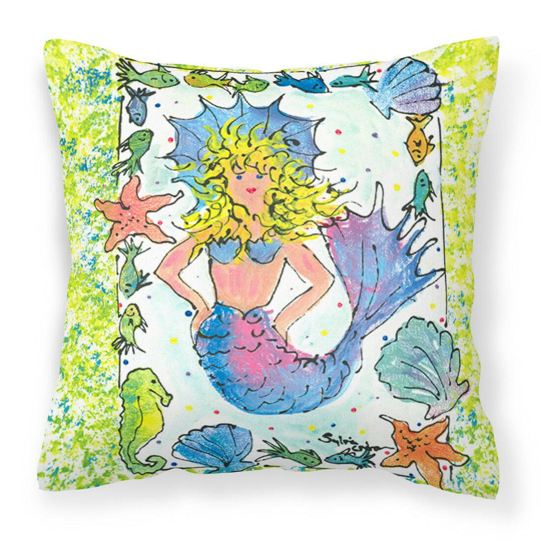 Blonde Funky Mermaid Fabric Decorative Pillow 8080PW1414 - the-store.com