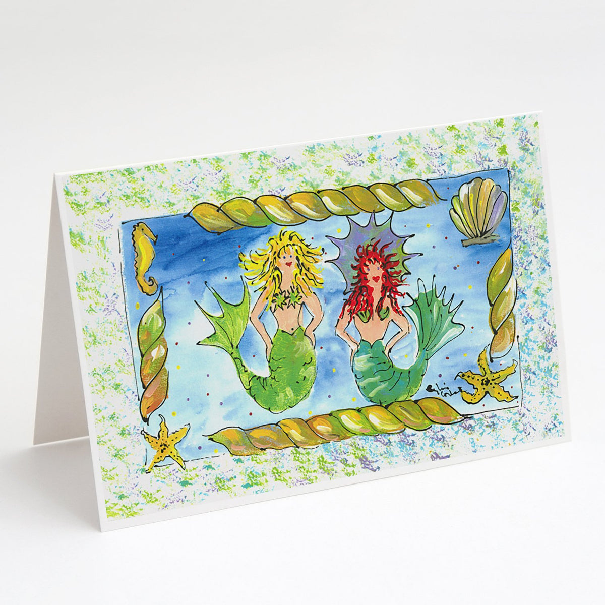 Buy this Mermaid Blonde and Red Head Greeting Cards and Envelopes Pack of 8