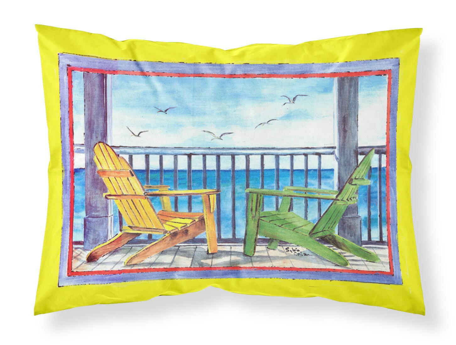 Adirondack Chairs Yellow Moisture wicking Fabric standard pillowcase by Caroline's Treasures