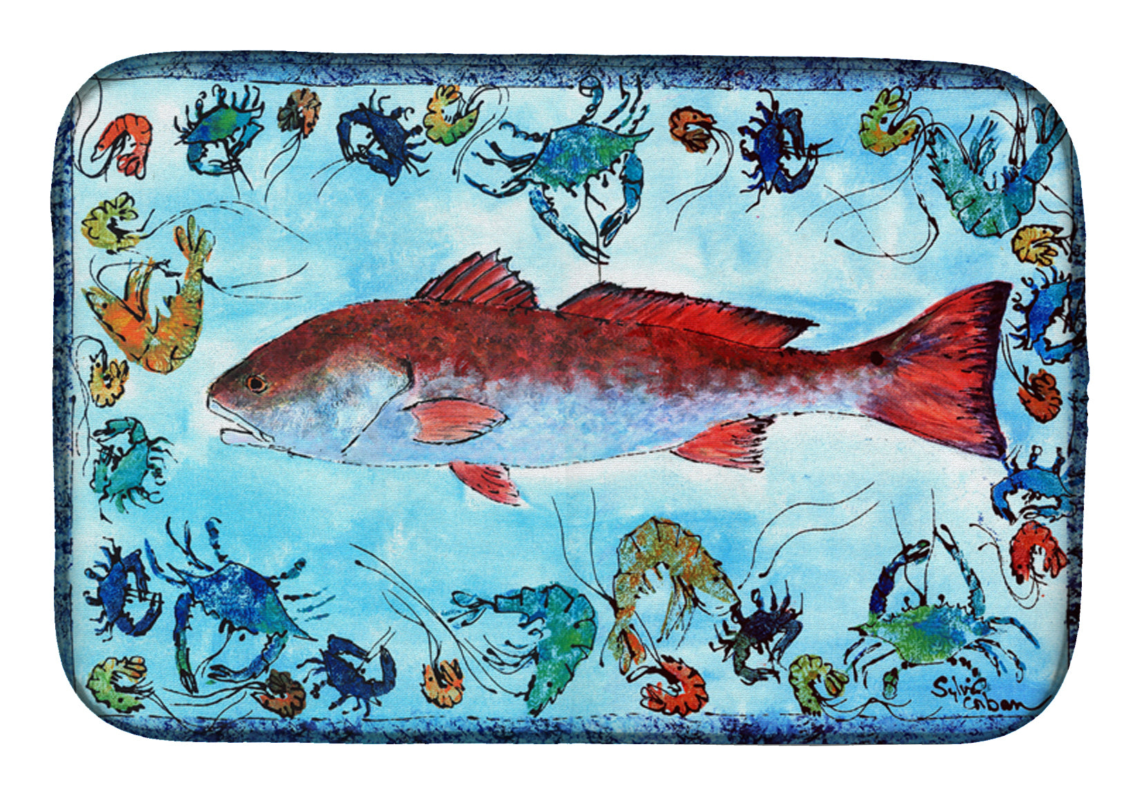 Red Fish Dish Drying Mat 8087DDM  the-store.com.