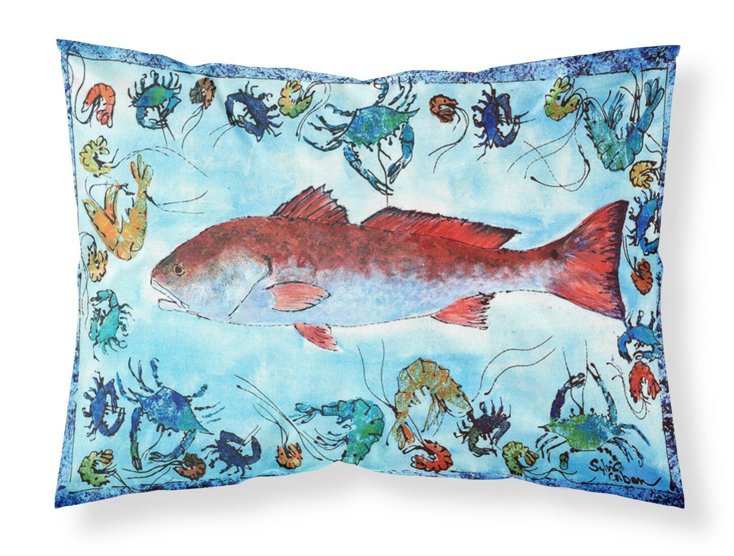 Red Fish Moisture wicking Fabric standard pillowcase by Caroline's Treasures