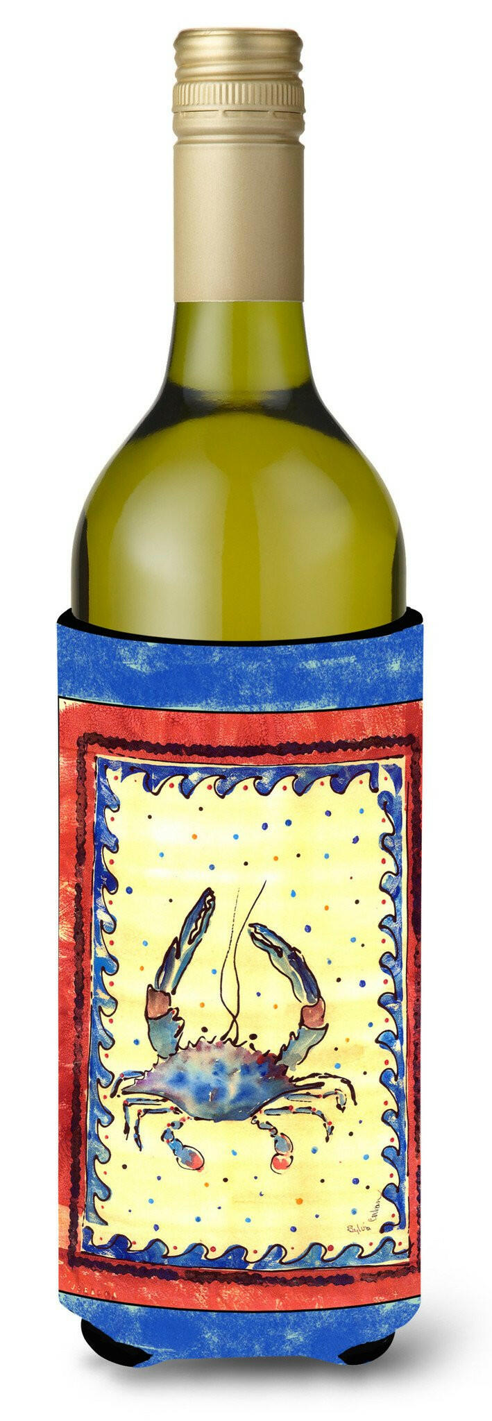 Blue Maryland Crab Wine Bottle Beverage Insulator Beverage Insulator Hugger by Caroline&#39;s Treasures