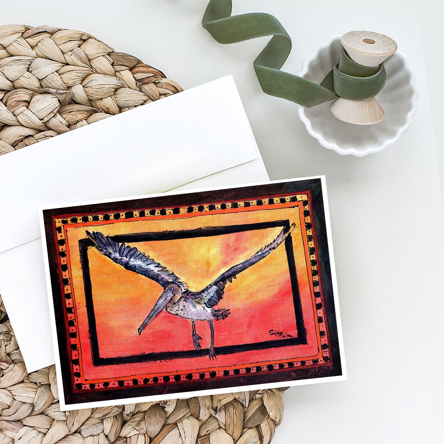 Pelican Orange Sky Greeting Cards and Envelopes Pack of 8 - the-store.com