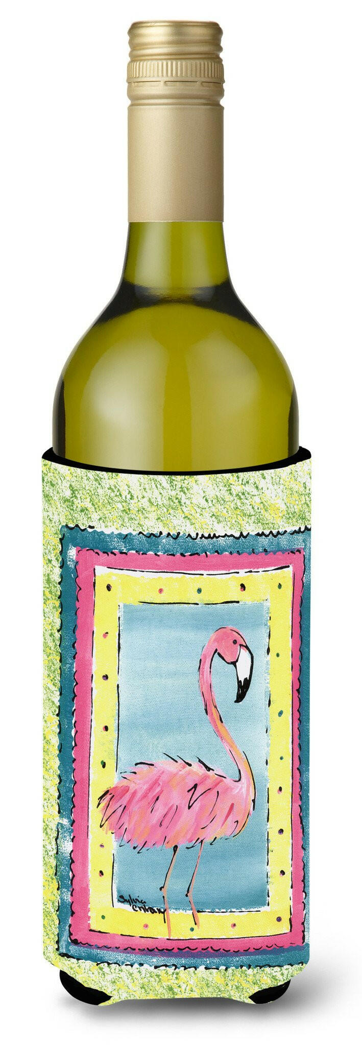 Flamingo Wine Bottle Beverage Insulator Beverage Insulator Hugger by Caroline&#39;s Treasures