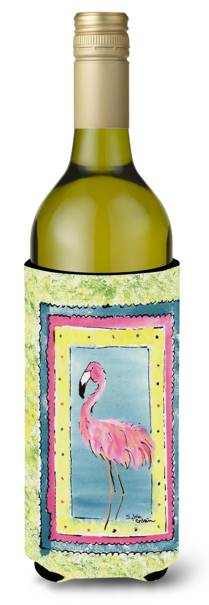 Bird - Flamingo Wine Bottle Beverage Insulator Beverage Insulator Hugger by Caroline&#39;s Treasures