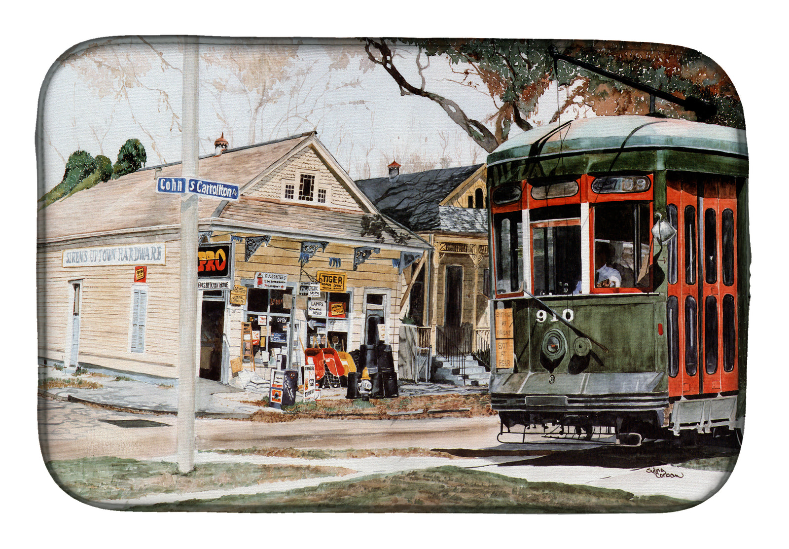 New Orleans Street Car Dish Drying Mat 8108DDM  the-store.com.