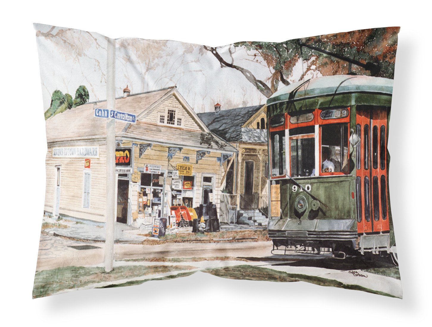 New Orleans Streetcar Moisture wicking Fabric standard pillowcase by Caroline's Treasures