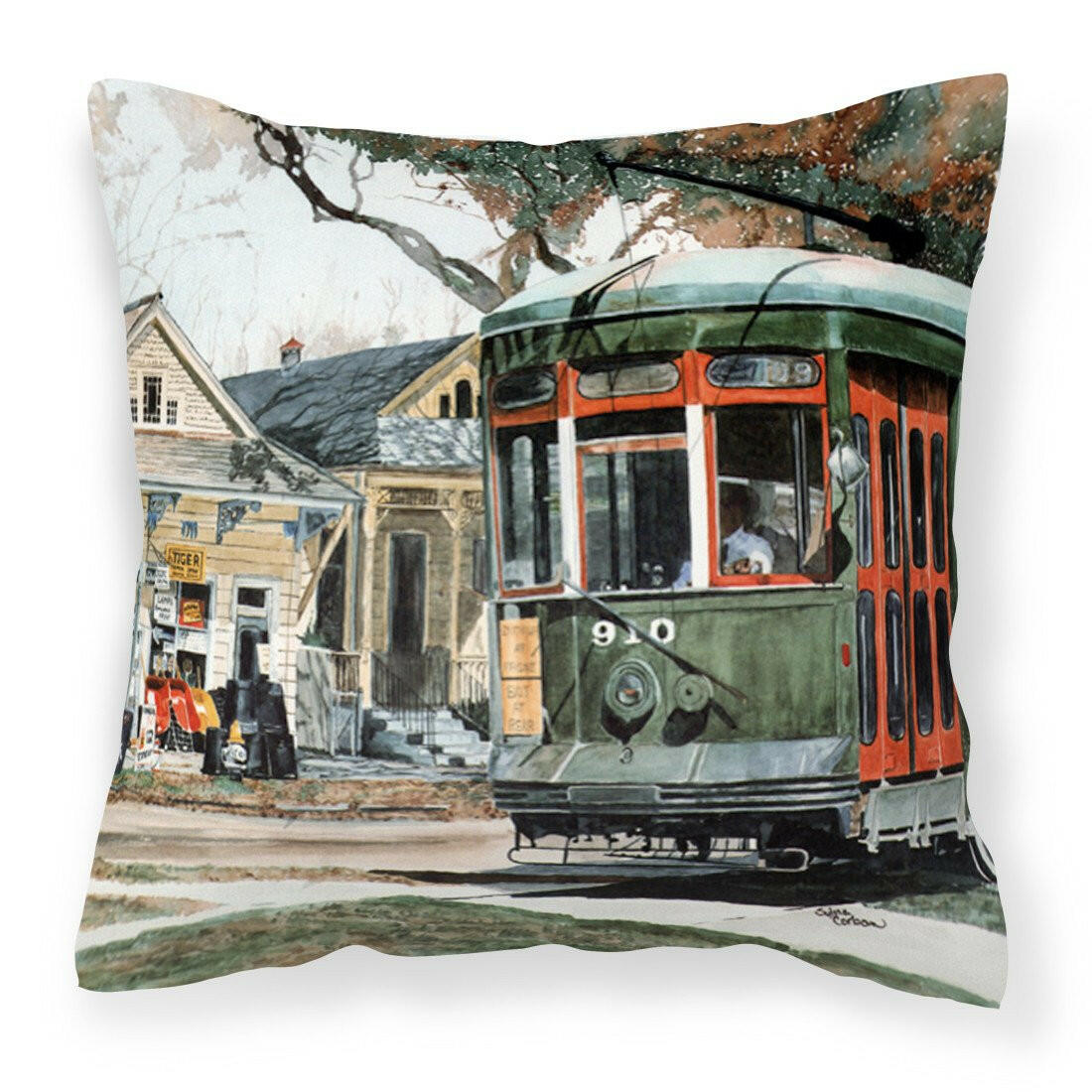 New Orleans Streetcar Decorative   Canvas Fabric Pillow - the-store.com