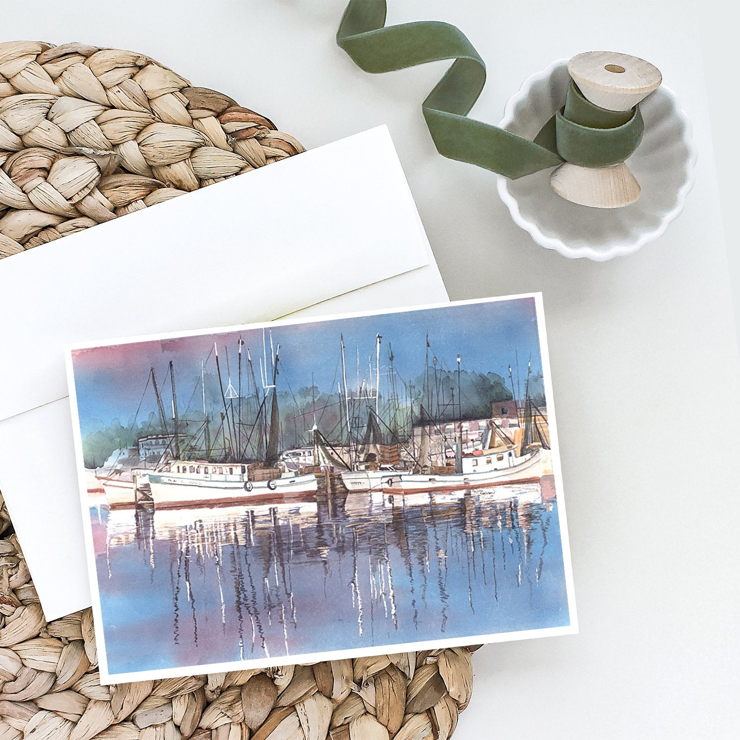 Caroline's Treasures Harbour Greeting Cards - Blank Note Cards – 8-Pack of Artist-Designed Cards with Envelopes