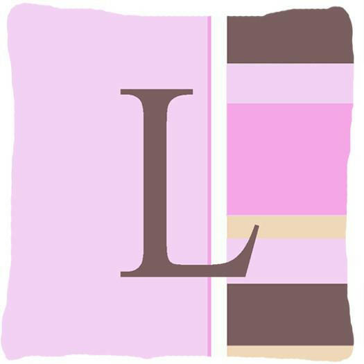 Letter L Initial Monogram - Pink Stripes Decorative   Canvas Fabric Pillow - the-store.com