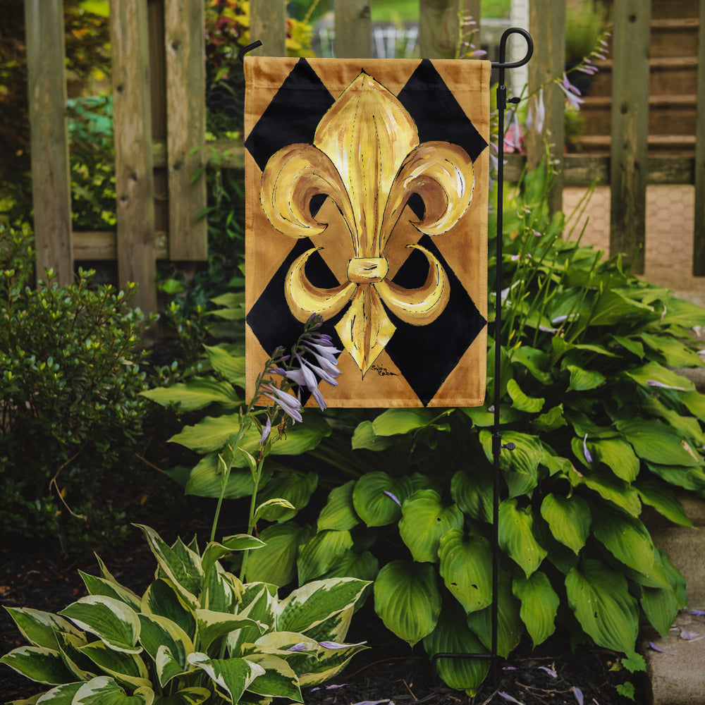 Black and Gold Fleur de lis New Orleans Flag Garden Size